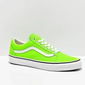 Vans Kids Old Skool Neon Green Gecko Sneakers Sz 5